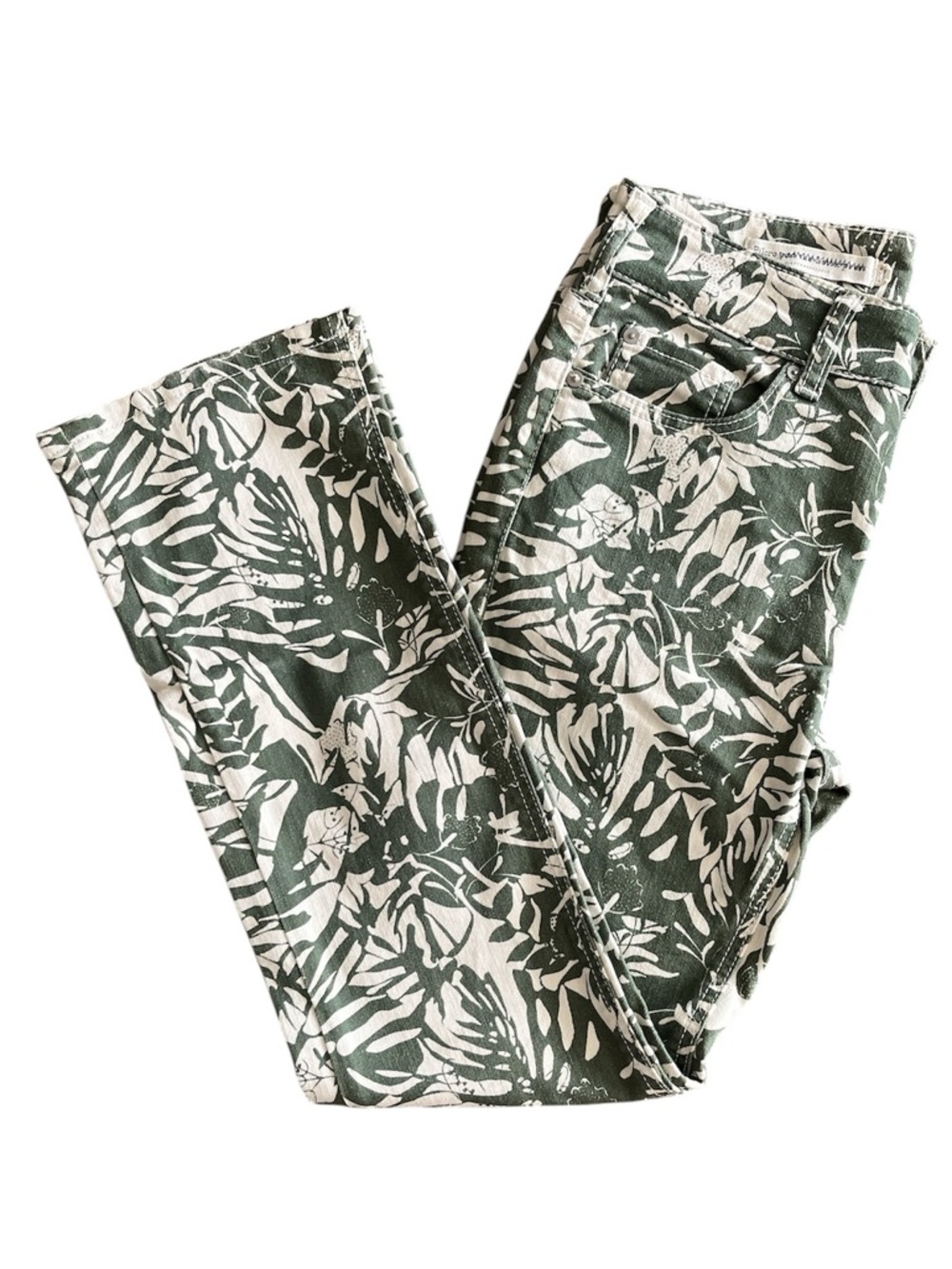 Anthropologie Pilcro Women’s Green Leaf Print High-Rise Bootcut Jeans